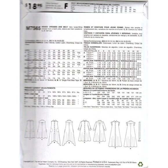 McCall's M7565 Misses 6 to 14 Button Up Dress Uncut Sewing Pattern New - Picture 2 of 2